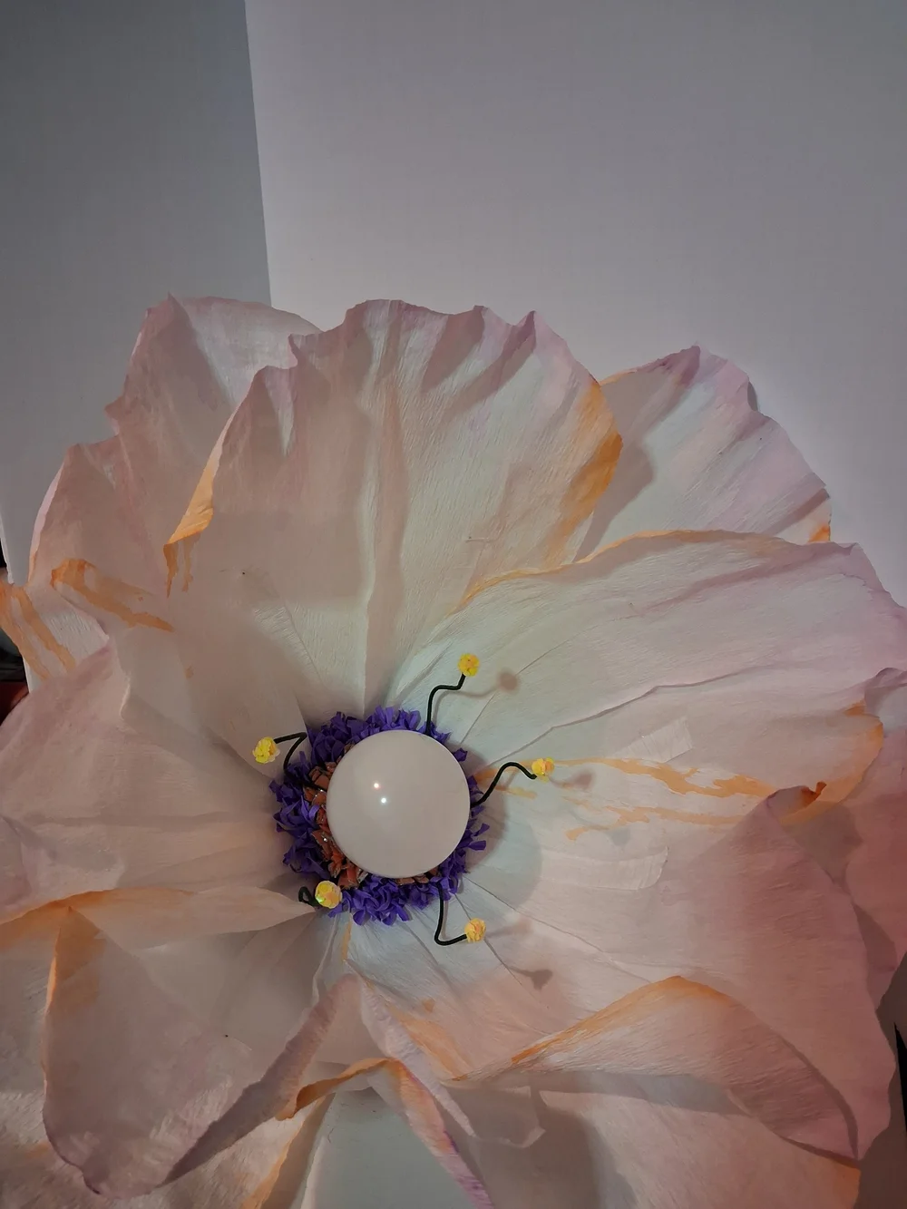 Handmade White Watercolor Floral Accent Hanging Light - Decorative Home Accent